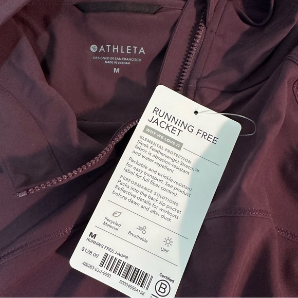 NWT! Athleta M Running Free Jacket, Purple - Picture 5 of 8